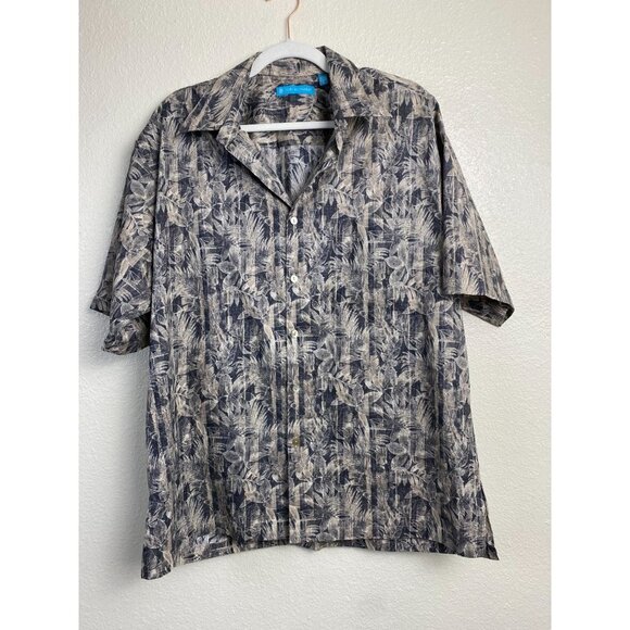 Tori Richard Hawaiian Button Down Shirt Men sz Large Floral Brown beach vacation - Picture 1 of 15